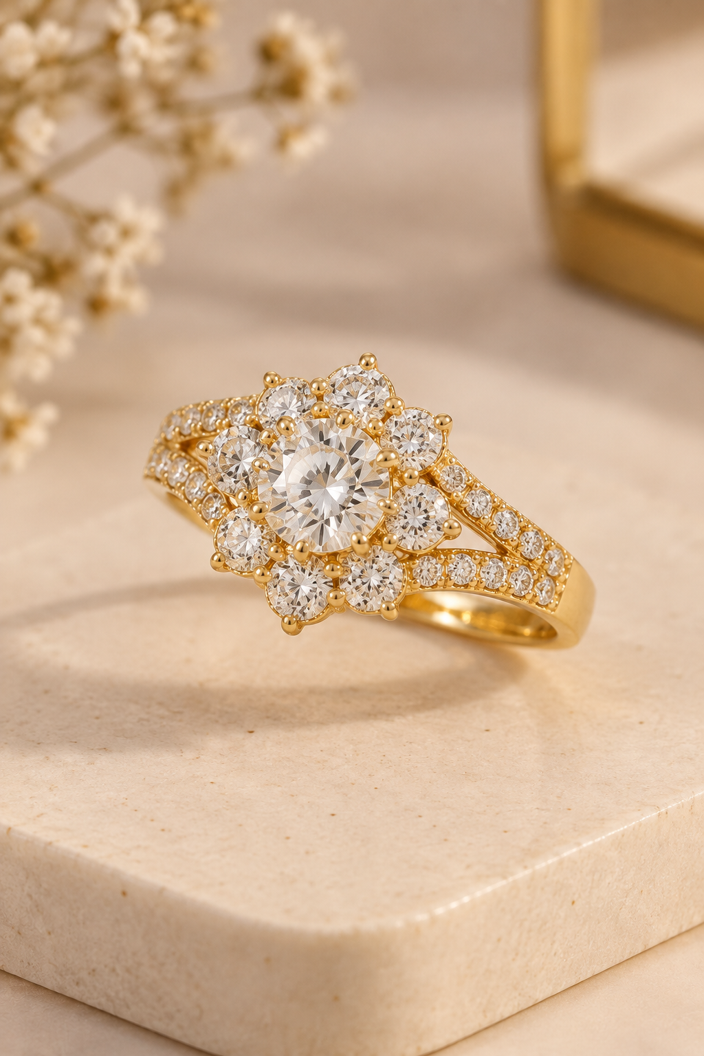 Solitaire Cluster Ring